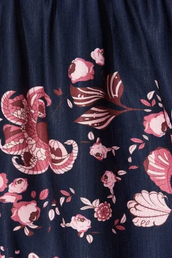 Fashion Piper Midi Dress In Navy With Blush Floral Dresses|Casual