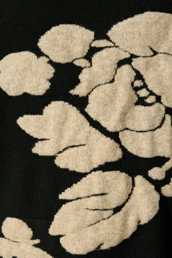 Sale Pixie Knit Cardigan in Black Floral Wool Blend Knitwear|Knitwear