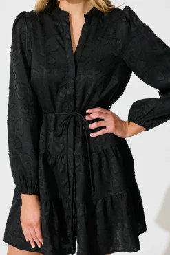 Hot Poetic Charm Dress in Black Burnout Cotton Blend Dresses|Party