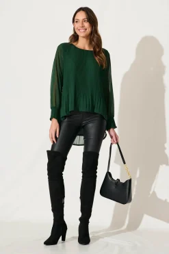 Outlet PRE ORDER Beau Top In Emerald Chiffon Tops|Party & Occasion
