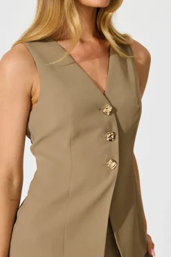 New PRE ORDER Form and Function Vest Top in Taupe Tops|Workwear