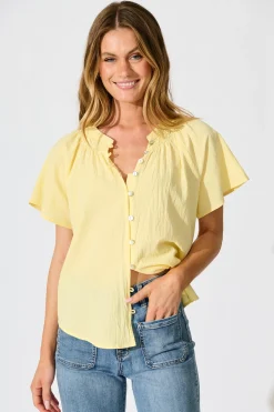 Fashion PRE ORDER Lombard Top in Butter Yellow Cotton Linen Tops|Casual