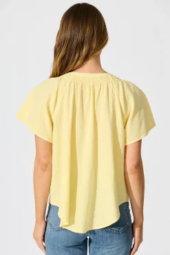 Fashion PRE ORDER Lombard Top in Butter Yellow Cotton Linen Tops|Casual