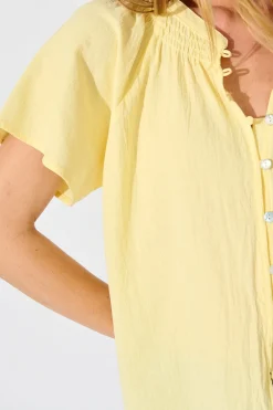 Fashion PRE ORDER Lombard Top in Butter Yellow Cotton Linen Tops|Casual