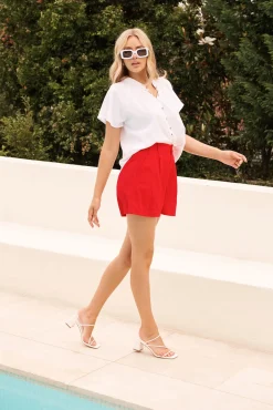 Fashion PRE ORDER Lombard Top in White Cotton Linen Tops|Casual