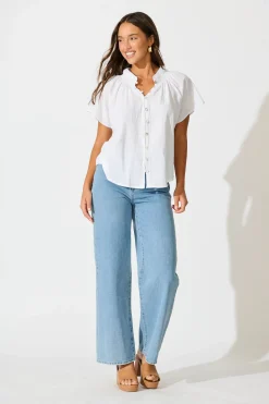 Fashion PRE ORDER Lombard Top in White Cotton Linen Tops|Casual