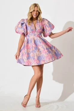 New PRE ORDER Paris Dreamer Dress in Lilac and Pink Metallic Jacquard Dresses|Party
