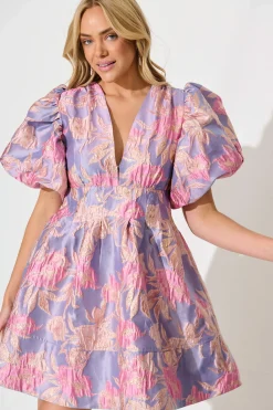 New PRE ORDER Paris Dreamer Dress in Lilac and Pink Metallic Jacquard Dresses|Party