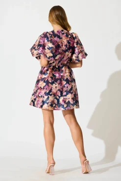 Best PRE ORDER Paris Dreamer Dress in Black with Mauve Floral Organza Dresses|Party