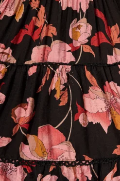 Clearance PRE ORDER Riverstone Dress in Black Floral with Black Lace Trim Dresses|Party