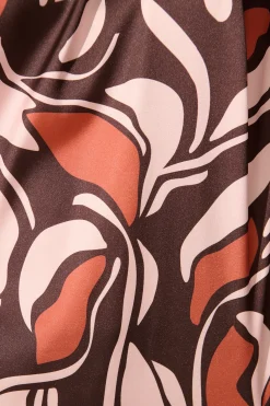 Sale Pure Whisper Top in Multi Brown Print Satin Tops|Party & Occasion