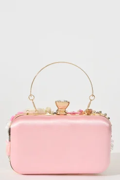 Hot Quinn Clutch Bag in Blush with 3D Multi Sequin Floral Bags