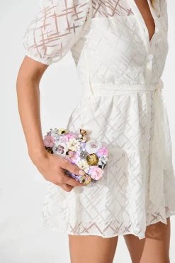 New Quinn Clutch Bag in Lilac with 3D Multi Sequin Floral Bags