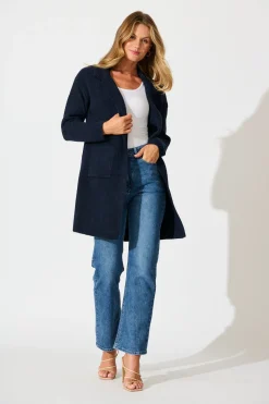 New Quinzy Knit Coat In Navy Knitwear|Knitwear