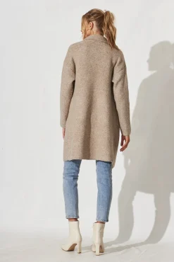 New Quinzy Knit Coat In Taupe Marle Wool Blend Knitwear|Knitwear