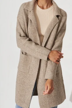 New Quinzy Knit Coat In Taupe Marle Wool Blend Knitwear|Knitwear