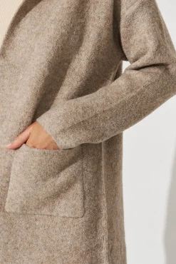 New Quinzy Knit Coat In Taupe Marle Wool Blend Knitwear|Knitwear
