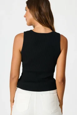 Online Radiant Tank Top in Black Cotton Blend Tops