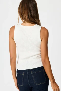 New Radiant Tank Top in White Cotton Blend Tops