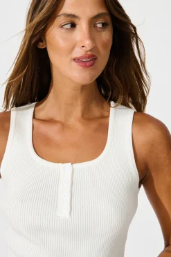 New Radiant Tank Top in White Cotton Blend Tops