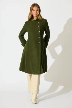 Clearance Ramona Coat in Khaki Outerwear|Outerwear