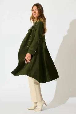 Clearance Ramona Coat in Khaki Outerwear|Outerwear