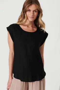 Sale Rejina Top In Black Linen Blend Tops|Workwear