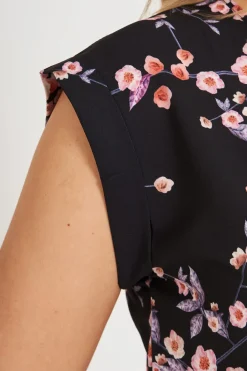 Best Rejina Top In Black With Cherry Blossom Tops|Workwear