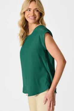 Online Rejina Top in Emerald Green Tops|Workwear