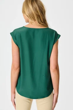 Online Rejina Top in Emerald Green Tops|Workwear