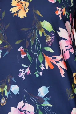 Fashion Rejina Top In Navy With Multi Floral Print Tops|Workwear