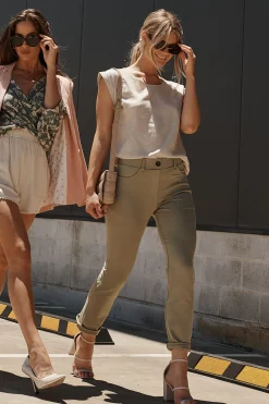 Outlet Rejina Top In Oatmeal Linen Blend Tops|Workwear