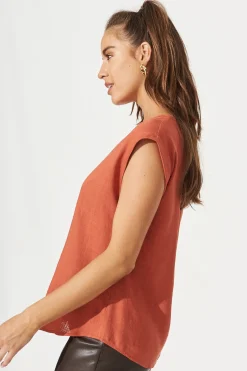 Outlet Rejina Top In Rust Linen Blend Tops|Workwear