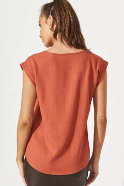 Outlet Rejina Top In Rust Linen Blend Tops|Workwear