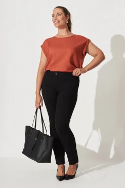 Outlet Rejina Top In Rust Linen Blend Tops|Workwear