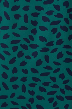 New Rejina Top In Teal With Navy Leaf Tops|Workwear