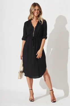 Fashion Rival Zip Dress In Black Dresses|Workwear