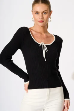Sale Riveria Knit Top in Black Tops|Knitwear