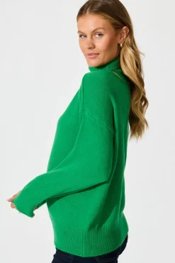 Hot Rochelle Knit In Green Wool Blend Knitwear|Knitwear