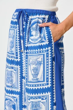 Outlet Romeo Pant in Blue with White Stamp Print Bottoms