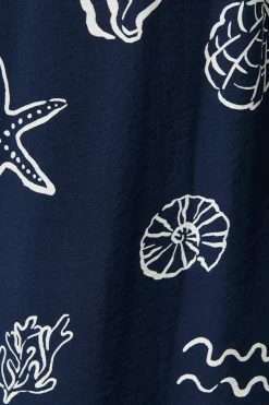 Sale Romeo Pant in Navy with White Shell Print Bottoms|Pants