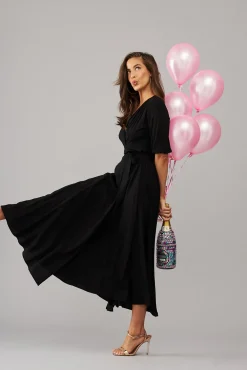 Sale Ronda Maxi Wrap Dress In Black Dresses|Party