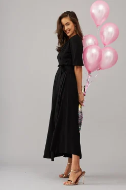 Sale Ronda Maxi Wrap Dress In Black Dresses|Party
