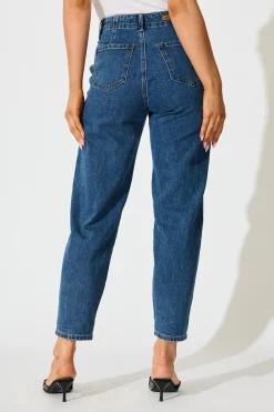 New Rosalia High Rise Straight Leg Jean in Dark Blue Denim Bottoms