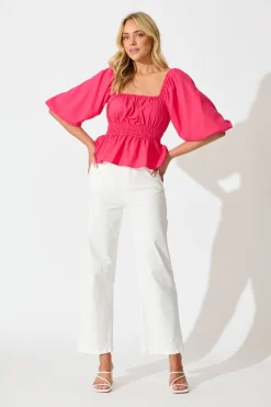 New Rosella Top in Pink Linen Blend Tops