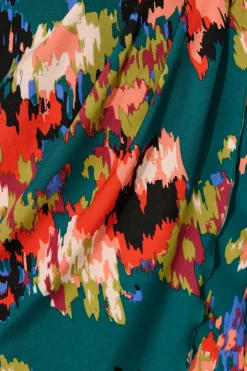 New Rosemarie Midi Dress in Emerald with Abstract Print Dresses|Party