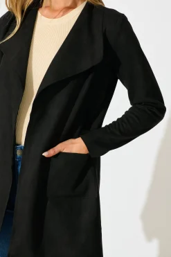Online Rowan Jacket in Black Suedette Outerwear|Outerwear
