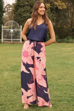 New Rowland Cami Top In Navy Satin Tops