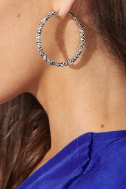 Hot Sable Textured Hoop In Silver Jewellery|Engagement Party