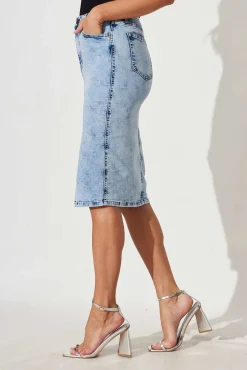 Online Sadie Denim Skirt in Acid Washed Blue Bottoms|Denim